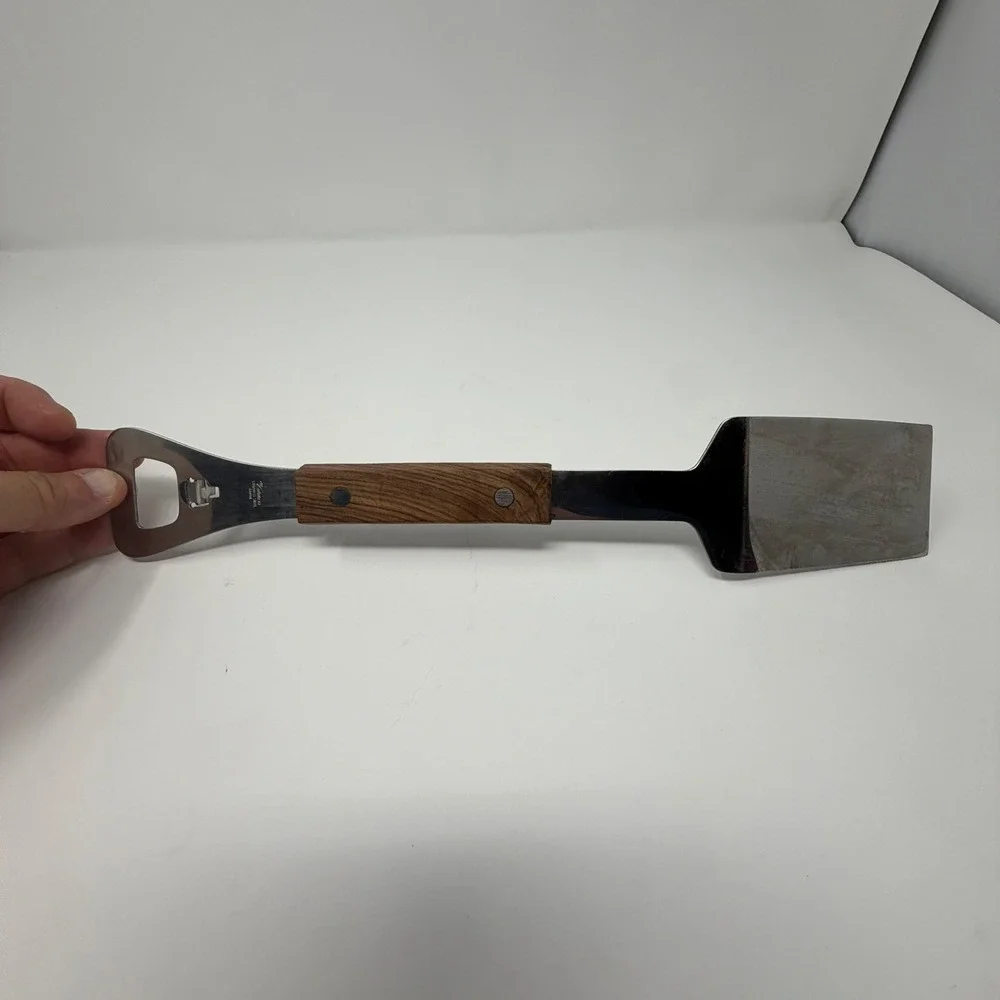 Vermco Stainless Steel Spatula‎ Wood Handle Bottle Opener Serrated Edge Japan
